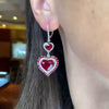 9ct Heart Cut Ruby Paved Earrings