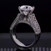 Cushion Cut Sterling Silver Engagement Ring with Accent Band