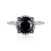 Halloween Design Black Halo Sterling Engagement Ring