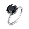 Halloween Design Black Halo Sterling Engagement Ring