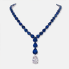 Retro Style Blue Pear Cut Necklace & Earrings Set