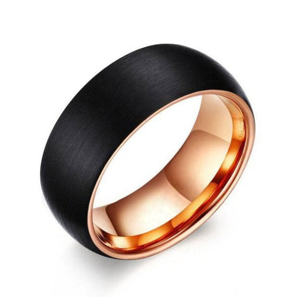 Classic Tungsten Rose Golden & Black Men's Band