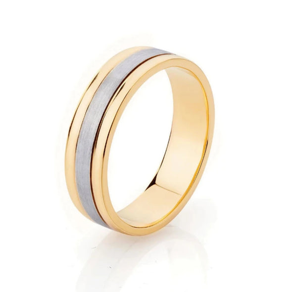 Two tone Men's Wedding Band In Sterling Silver