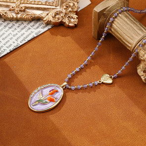 Tulip Cat's Eye Beaded Necklace For Women