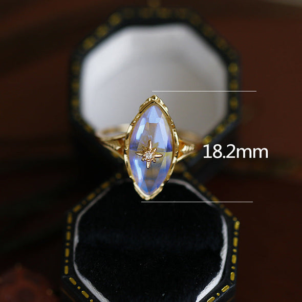 Vintage Moon Stone Marquise Shape in Sterling Silver Engagement