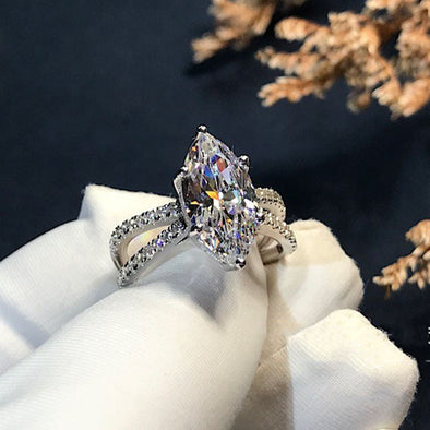 Gorgeous Marquise Cut Sterling Silver Engagement Ring