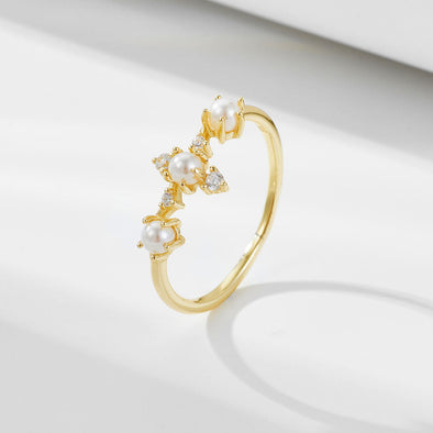 Crown Design Pearl Sterling Silver Ring