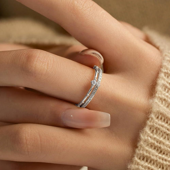 Double-layer Design 14K Gold Plated Wedding Band