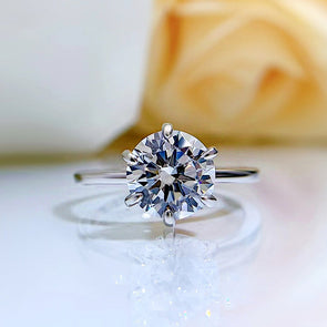 Classic 1.0ct Round Cut Sterling Silver Engagement Ring