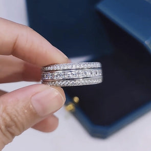 Exquisite 5 Rows Eternity Sterling Silver Wedding Women's Band