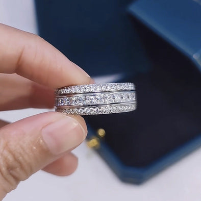 Exquisite 5 Rows Eternity Sterling Silver Wedding Women's Band
