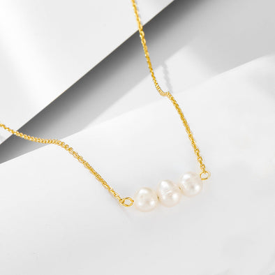 Elegant Natural Pearls Sterling Silver Necklace
