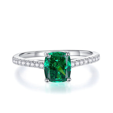 Stunning Cushion Cut Sterling Silver Engagement Ring