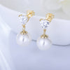 Simple Heart Sterling Silver Pearl Drop Earrings