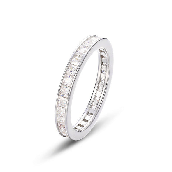 Colorful Rainbow Princess Cut Ring Wedding Band