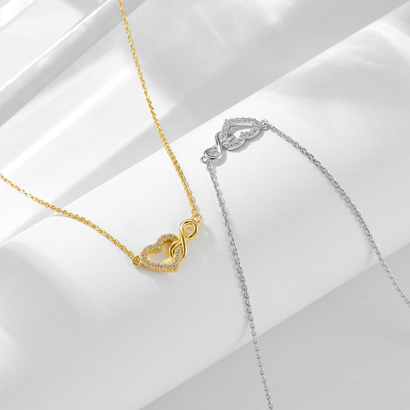 Heart and Infinity Design Silver Necklace
