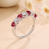 Two Tone Half Eternity Moissanite Silver Wedding Band