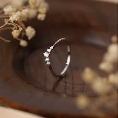 Simple Crown Design Sterling Silver Wedding Band