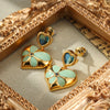 Luxury Vintage Flower Enamel Heart Earrings