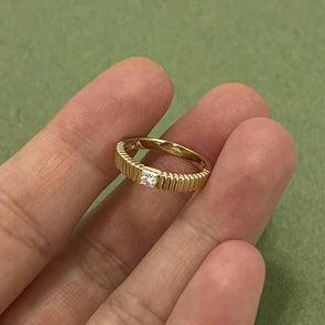 Grosgrain Design Golden Tone Wedding Band