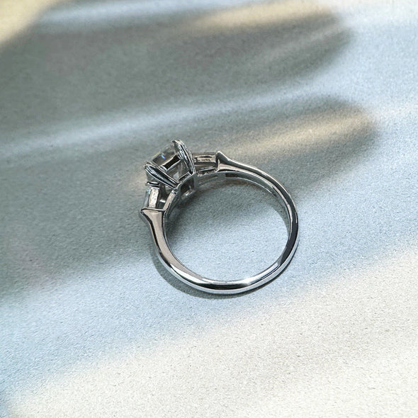 Classic Emerald Cut 2.0ct Moissanite Sterling Silver Engagement Ring