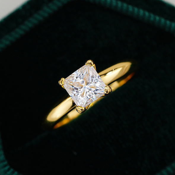 Simple 1.0ct Princess Cut Moissanite Ring in Sterling Silver