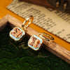 Retro Drip Glaze Geometric Square Earrings