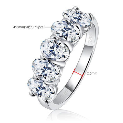 2.5 Ct Oval Cut Moissanite White Gold Wedding Band