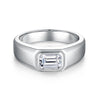 1.0CT Emerald Cut Moissanite Silver Men's Wedding Ring Band