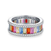 Three Rows Design Paved Sterling Silver Wedding Band