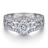 Vintage Hallow Design Round Cut Sterling Silver Engagement Ring
