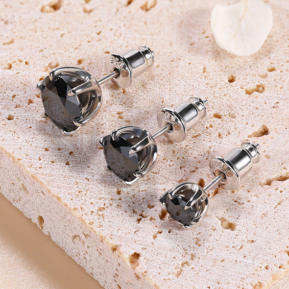 Classic Black Moissanite Stud Earrings