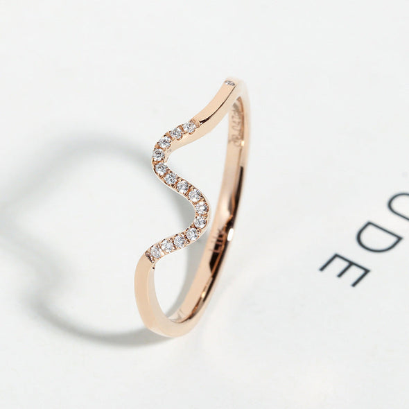 Simple Wave Design Rose Golden Tone Wedding Band