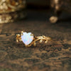 Retro Leaves Design Heart Shape Opal Engagement Ring