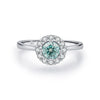 Halo 0.5CT Green Moissanite Silver Ring