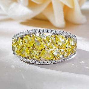 Gorgeous Unique Design Yellow Sterling Silver Wedding Band