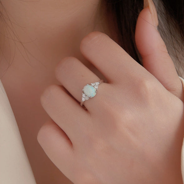 Simple Opal Oval Shape Design Ring