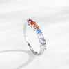 Round Cut Multi-color Sterling Silver Wedding Band