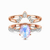 Vintage Oval Shape Design Moon Stone Silver Ring Set