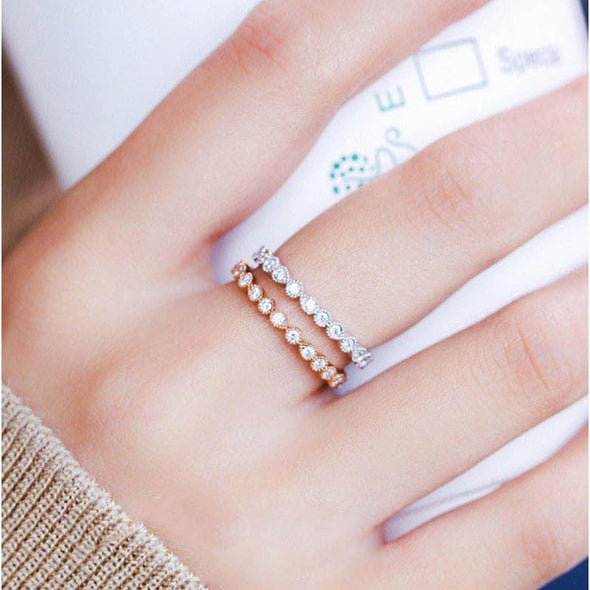 Round Cut Eternity Sterling Silver Ring Wedding Band