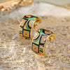 Vintage Colored Enamel C-Shaped Earrings