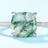 Cushion Shape Natural Green Moss Agate Engagement Ring