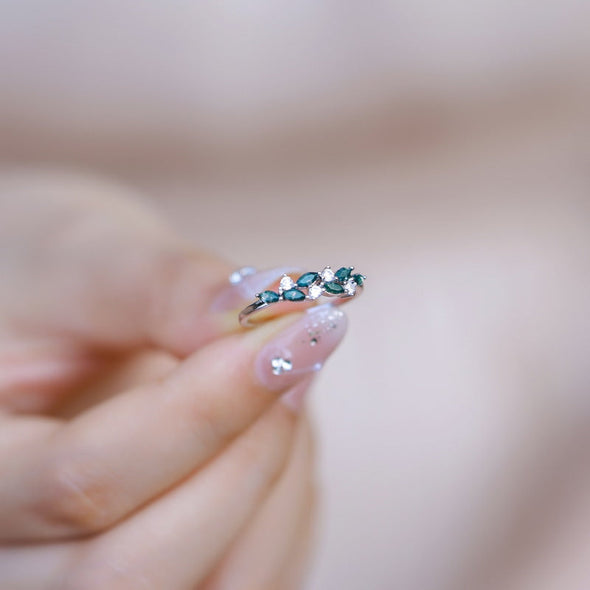 Natural Green Moss Agate Sterling Silver Ring