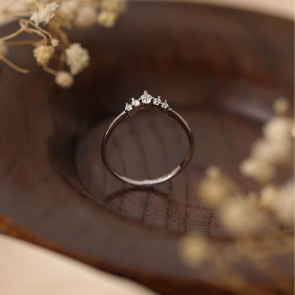 Simple Crown Design Sterling Silver Wedding Band