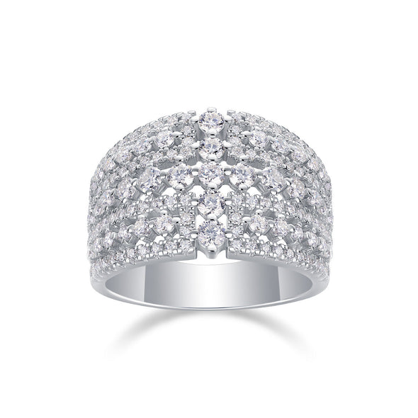 Luxury Moissanite 18K White Gold Plated Sterling Silver Wedding Band