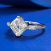 Classic Asscher Cut Solitaire Engagement Ring in Sterling Silver