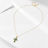 Vintage Emerald Green Cross Design Sterling Silver Necklace