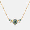 Luxury Natural Green Moss Agate Silver Neckalce