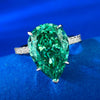 Gorgeous Fancy Green Sterling Silver Pear Cut Engagement Ring for Women