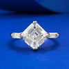 Classic Asscher Cut Solitaire Engagement Ring in Sterling Silver